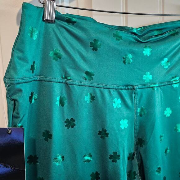 Tipsy Elves St. Patricks Day Leggings Women XXL Green High Waisted 4 Leaf Clover - Picture 5 of 10